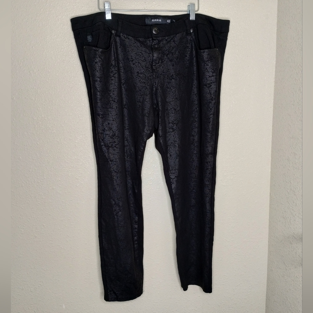Torrid Black Cracked Leather Look Front Pants size 20